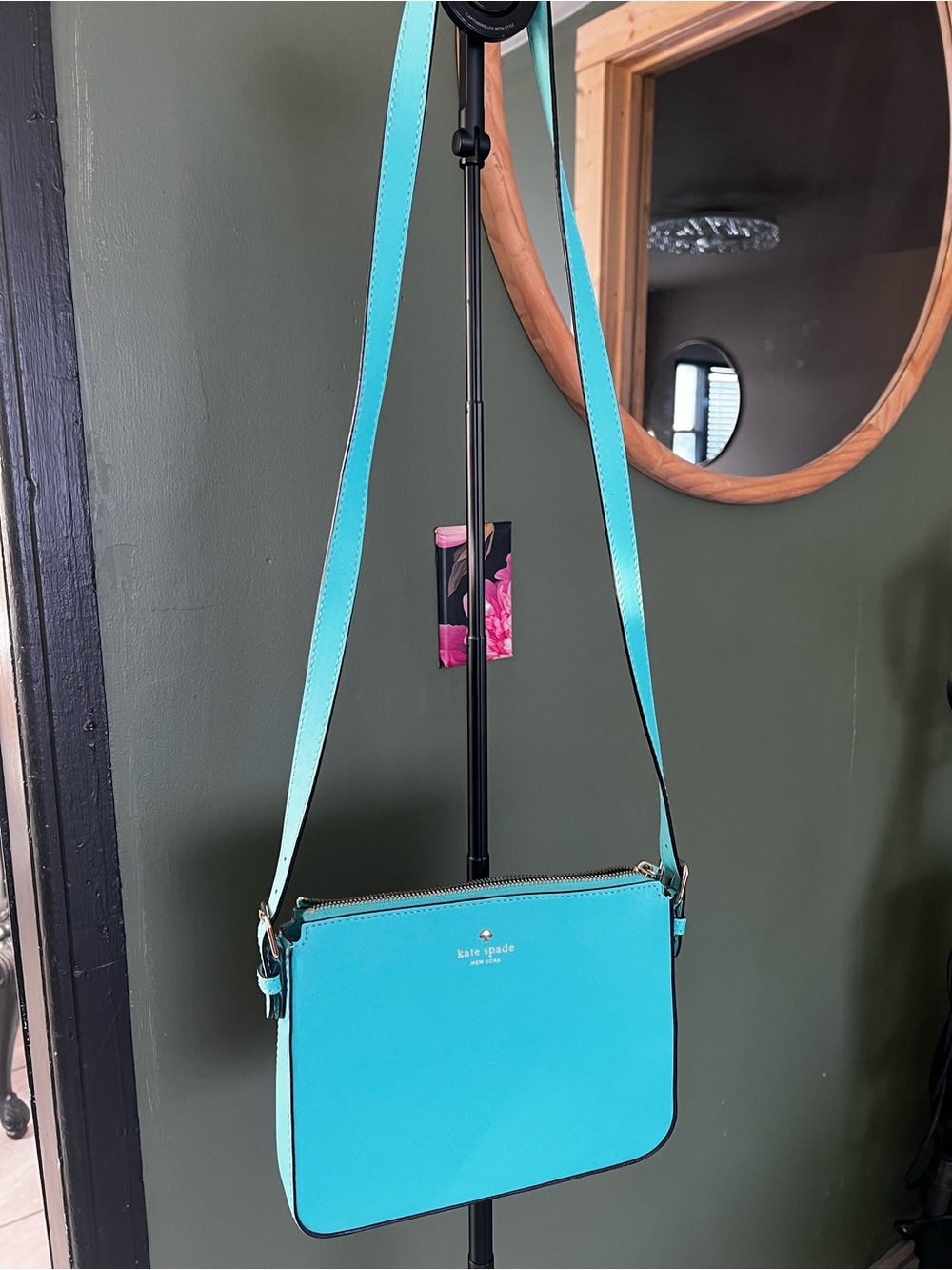 kate spade Turquoise Leather Crossbody with Adjustable Strap